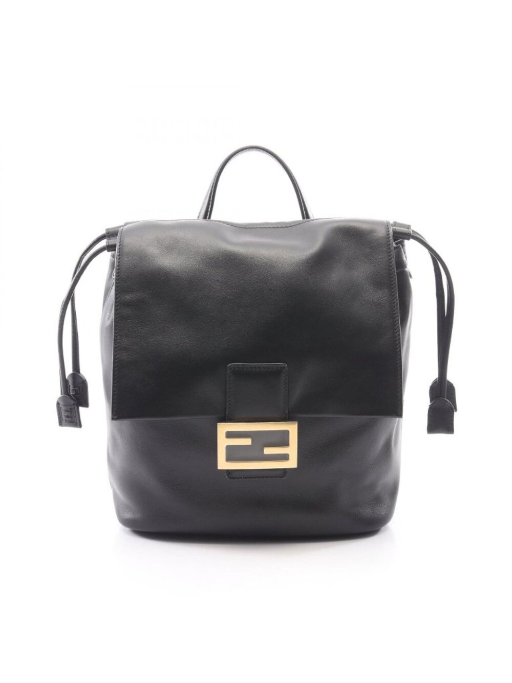 Fendi Backpack FF Logo Black Leather